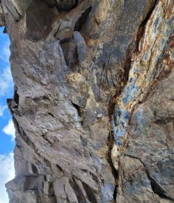 Figure 4. Massive stibnite (Antimony) veining at Stibium