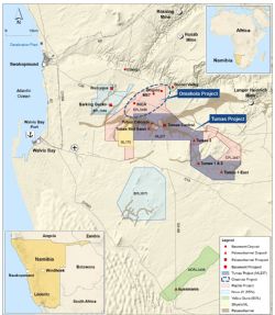 Figure 1: Namibian Project Location Map.