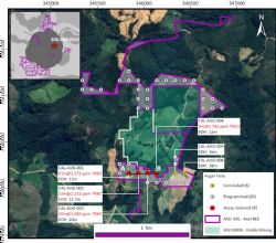 Figure 2 - Assay status map of Caldas tenement 830.889/2023