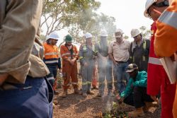Smoking ceremony conducted by traditional owners at the Carpentaria-5H well site
