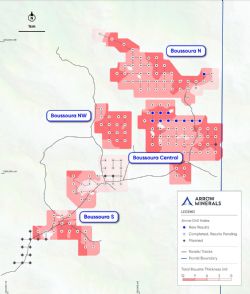 Figure 4. Drill Status Plan correct as of 20/11/2024 showing total bauxite thickness