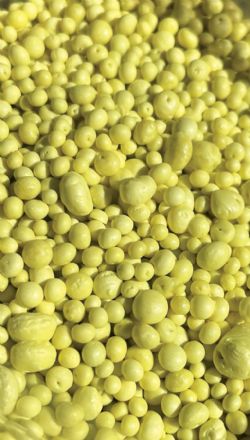 Figure 2 – Elemental sulphur prills produced from Broken Hill Demonstration Plant output