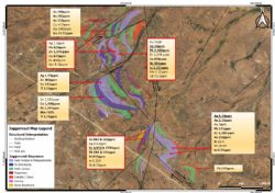Anomalous rock chip samples taken from prospective VHMS horizons.