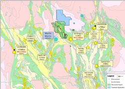 Figure 1. Monument Gold Project location in the Laverton Gold District amongst major gold deposits.