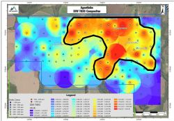 Figure 3: Mineralised TREO intercept data defining a contiguous, high-grade zone