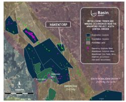 Figure 2: Location map of Hakantorp in relation to known metallogenic districts and mineral occurrences