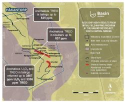 Figure 3: Hakantorp rock chip assay results
