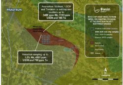 Figure 5: Prastrun rock chip assay results