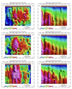 Figure 7a- Chargebility and resistivity pseudosection of Line 8600, 8700 and 8800