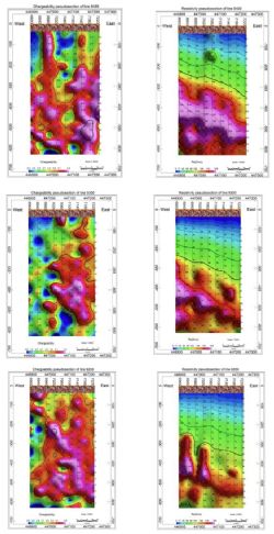 Figure 7c - Chargebility and resistivity pseudosection of Line 9200, 9300 and 9400 from IP Sounding survey