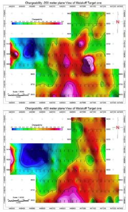 Figure 8, Map of chargeability anomaly at -200m depth