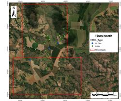 Figure 1: Map of the drilling grid at the Tiros North Block
