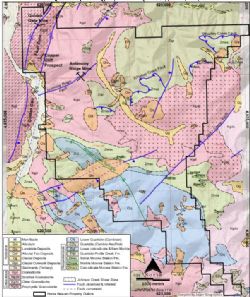 Figure 3: Project plan showing the geology of the Horse Head Project area