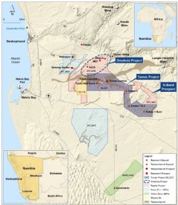 Figure 1: Namibian Project Location Map with S-Bend Prospect.