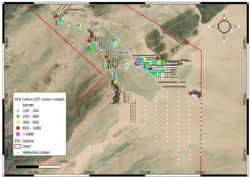 Figure 2: S-Bend Prospect Location Map with Drill Collars Colour-Coded