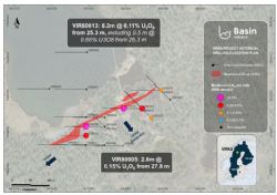 Figure 4: Drill hole location map displaying verified uranium assay results.