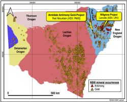 Figure 1: Known NSW gold and antimony mineral occurrences