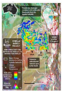 Figure 3 – Ternary radiometric and AEM conductivity depth slice
