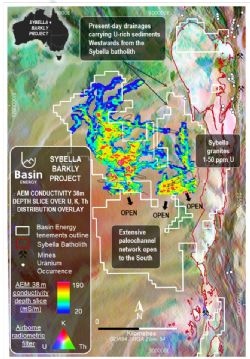 Figure 5 – Ternary radiometric and AEM conductivity depth slice