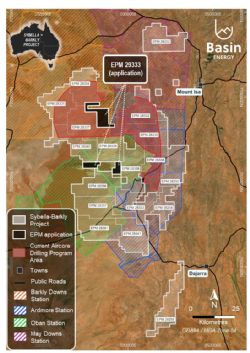 Figure 1 – Sybella-Barkly project with location of EPM 29333 application. 