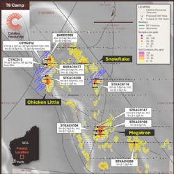 Figure 6. T6 Camp Prospect – Soil Geochemistry, Historical Drilling and Planned RC Drilling