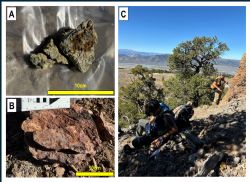 Figure 1: Field samples and exposures from Red Mountain's northern claims area.