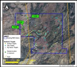 Figure 5: Locations of Sentinel-2 spectral targets and samples and exposures