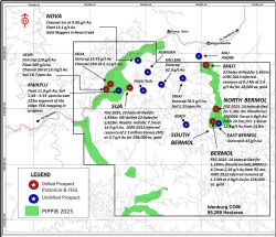 Figure 1: Map showing prospect and resource areas within the Idenburg COW tenement