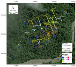 Figure 2: Image showing the Sua prospect area and the locations of completed FEG drillholes