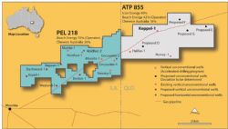 Figure 1: PEL 218 / ATP 855 Well Locations (proposed wells subject to JV Approval).