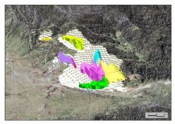 Mt Kare resource zones, with a previously modelled PFS open pit shell