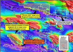 Figure 4: Airborne EM survey locations over TMI on Toro NT tenements