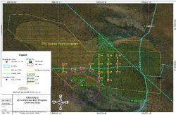 Location of recent drilling (red dots) at the E6 pipe