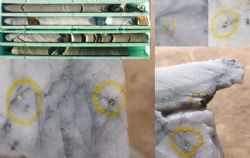 Visible gold in the White Deer Reef, GHD011 ~625m