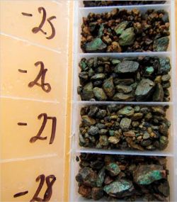 Example of malachite logged in Phase 1 drill hole WMAC007