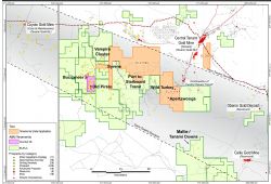 Figure 1. Exploration licence applications (orange) being acquired from Toro