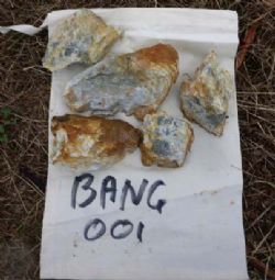 Grey-cream quartz floater with secondary iron