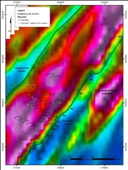 Figure 4. Location of completed RC and Diamond drill holes on the Nicanda Hill Prospect.