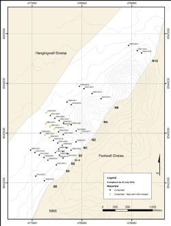 Figure 5. Nicanda Hill prospect drill hole location plan