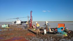 Figure 3. 2014 heli-portable air core drill rig on Lake Mackay.