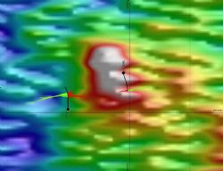 Figure 4. Plan View VTEM image of late time channel (48) over the Wilga Downs prospect near