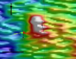 Figure 1. Plan View VTEM image of late time channel (48) over the Wilga Downs prospect near Byrock
