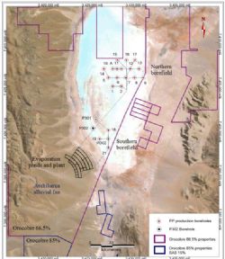 Figure 1: Location of the Olaroz borefields and ponds.
