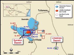 Figure 1: Location of the Syerston Exploration License and Mining License Applications