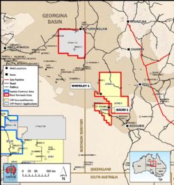 Figure 4: Location of Whiteley-1 and Gaudi-1