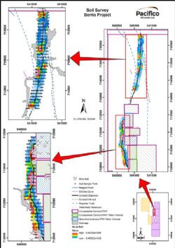 Figure 1: North and Central soil grids with gridded gold anomalies