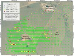 Figure 4. Classified gold-in-soil results from the Anthony – Belyando area, July 2015.