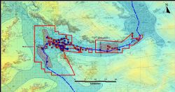 Figure 1: Inferred Resource Model Outline with hole & auger collar plan