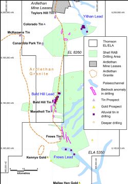 Figure 1:Ardlethan South area, showing historic drilling.