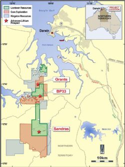 Figure 1: Bynoe/Finniss Pegmatite Field showing company tenure planned geophysical survey coverage
